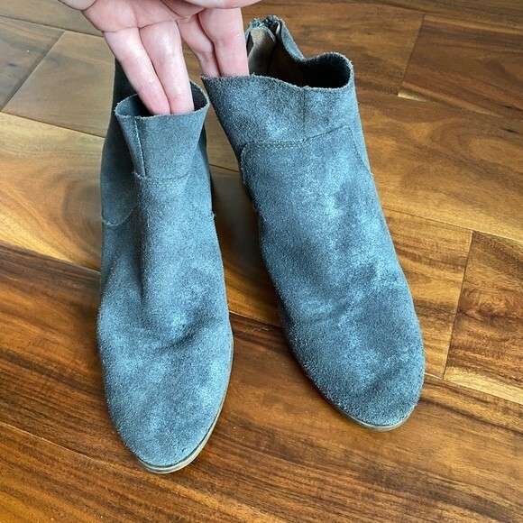 Lucky Brand Lahela Boots Soft Leather Booties 7.5 Slight Shimmer Charcoal Gray - Picture 3 of 9